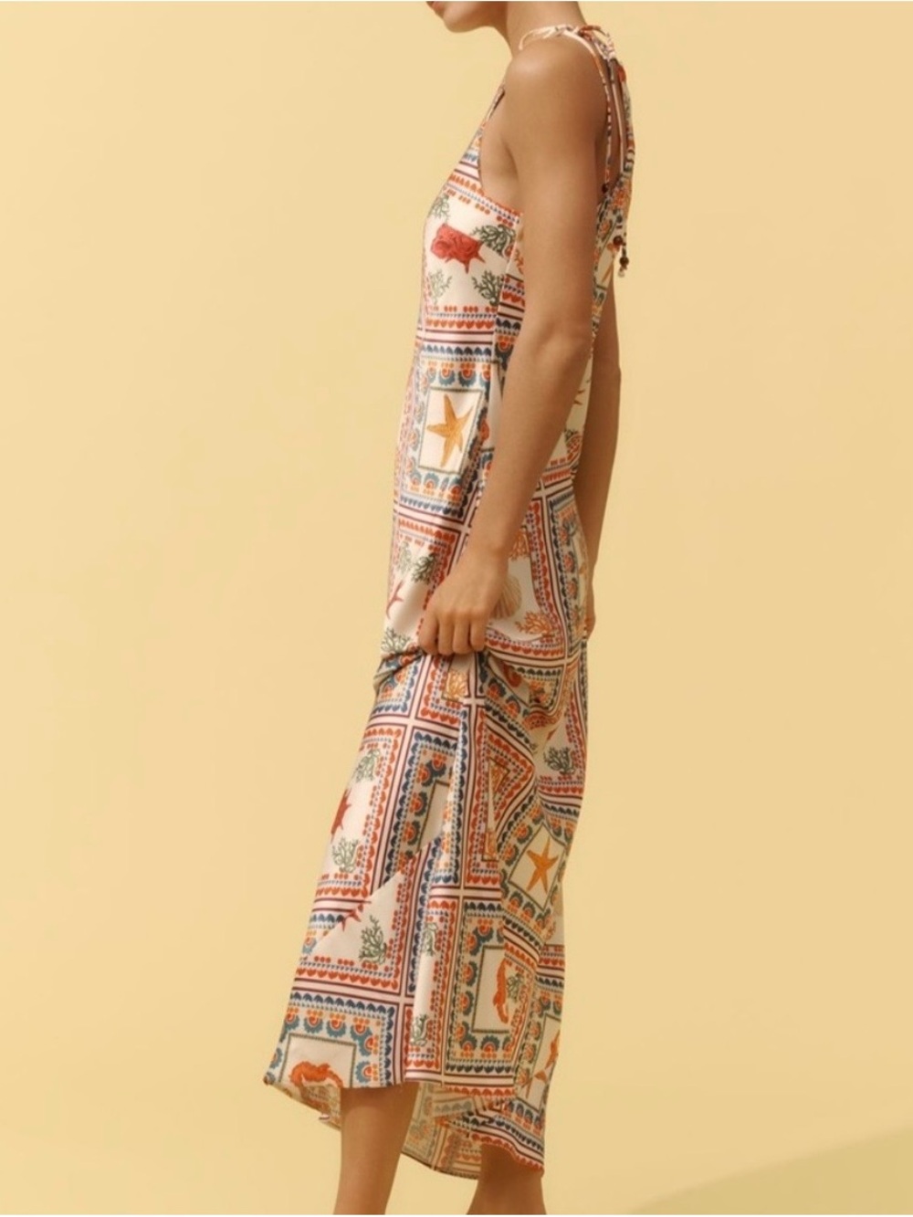 Anthropologie Tie Neck Column Midi Dress.